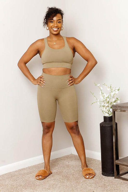 EVERYDAY NUDE BIKER SHORTS SET- KHAKI