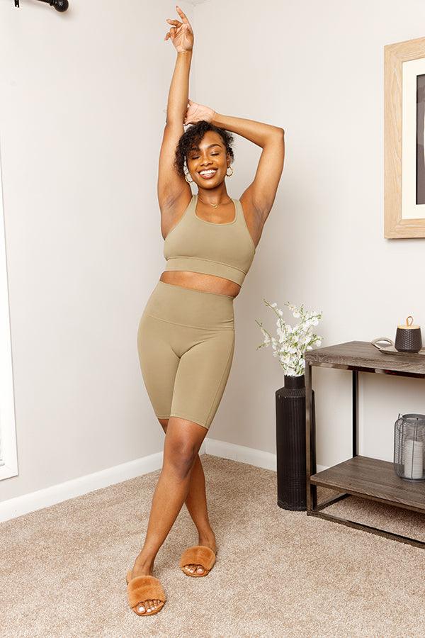 EVERYDAY NUDE BIKER SHORTS SET- KHAKI