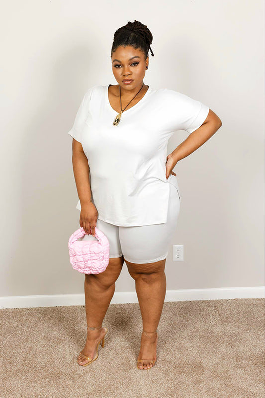 Bone Biker Shorts Set