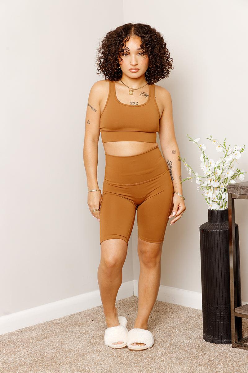 EVERYDAY NUDE BIKER SHORTS SET- CARAMEL