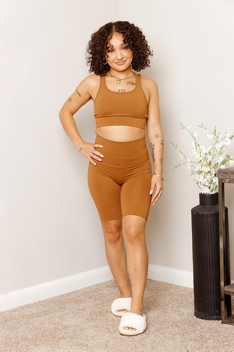 EVERYDAY NUDE BIKER SHORTS SET- CARAMEL