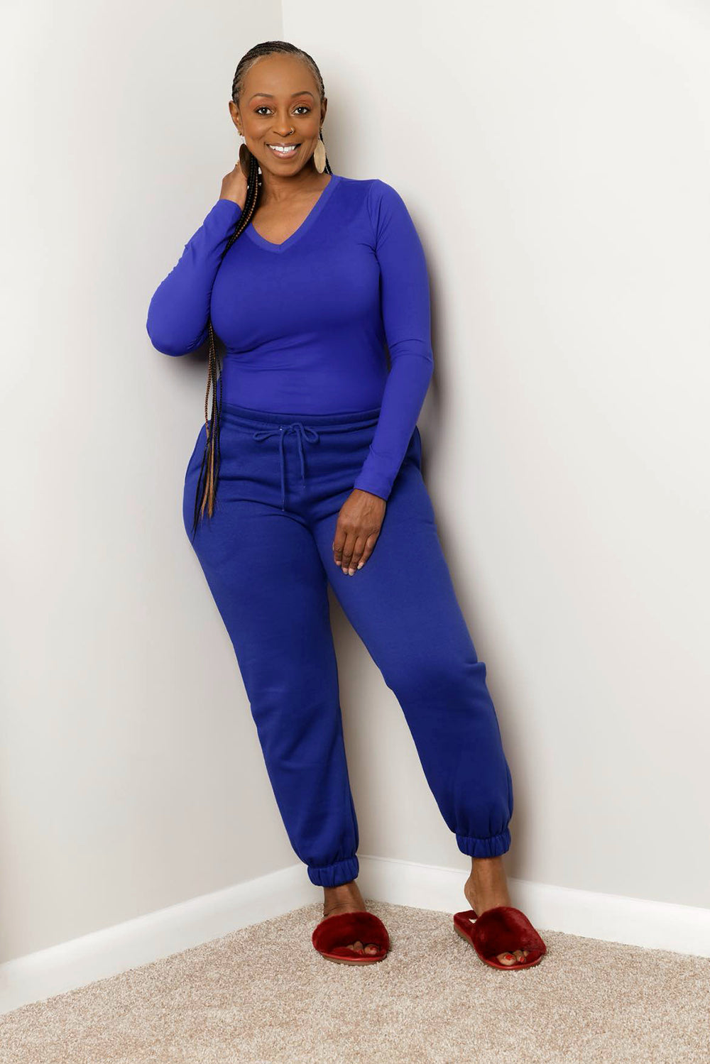 FRENCH TERRY JOGGER PANTS WITH POCKETS SETS| ELECTRIC BLUE