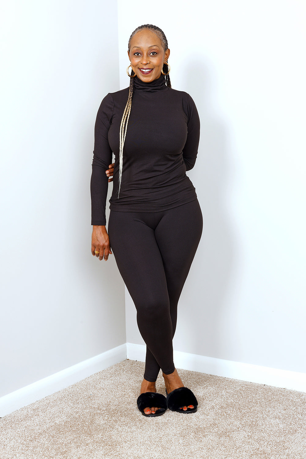 MICROFIBER TURTLENECK LEGGINGS SET| BLACK