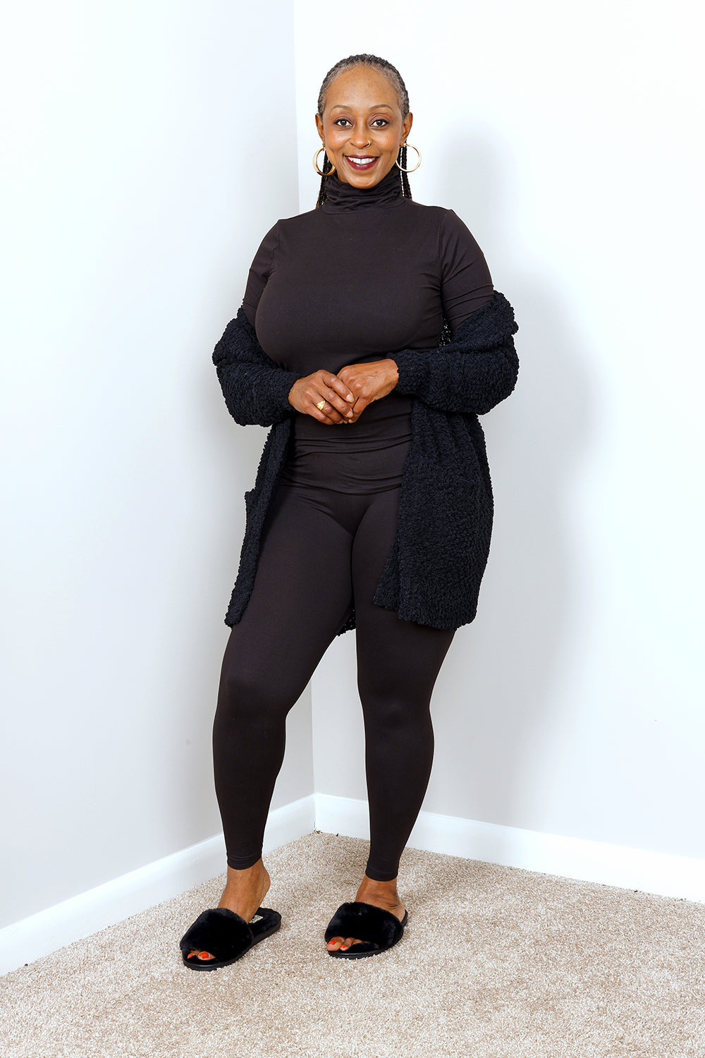 MICROFIBER TURTLENECK LEGGINGS SET| BLACK