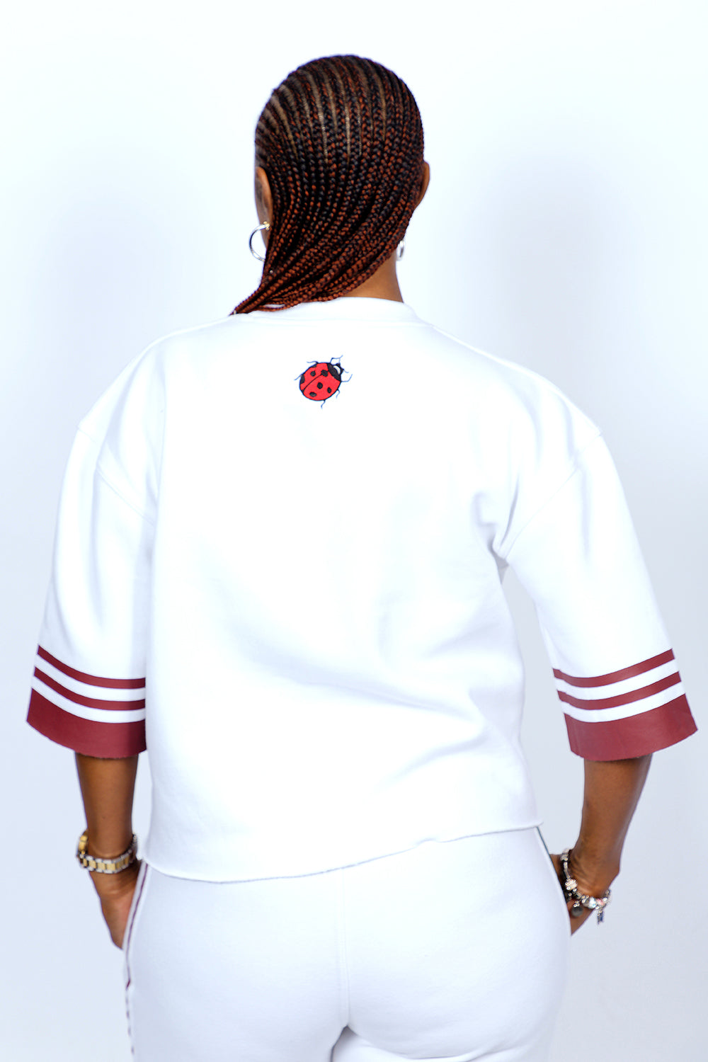 THE ASHLEY COLLECTION- WOMEN'S LUXURY SIGNATURE JERSEY LOUNGEWEAR JOGGER SET- WHITE JERSEY