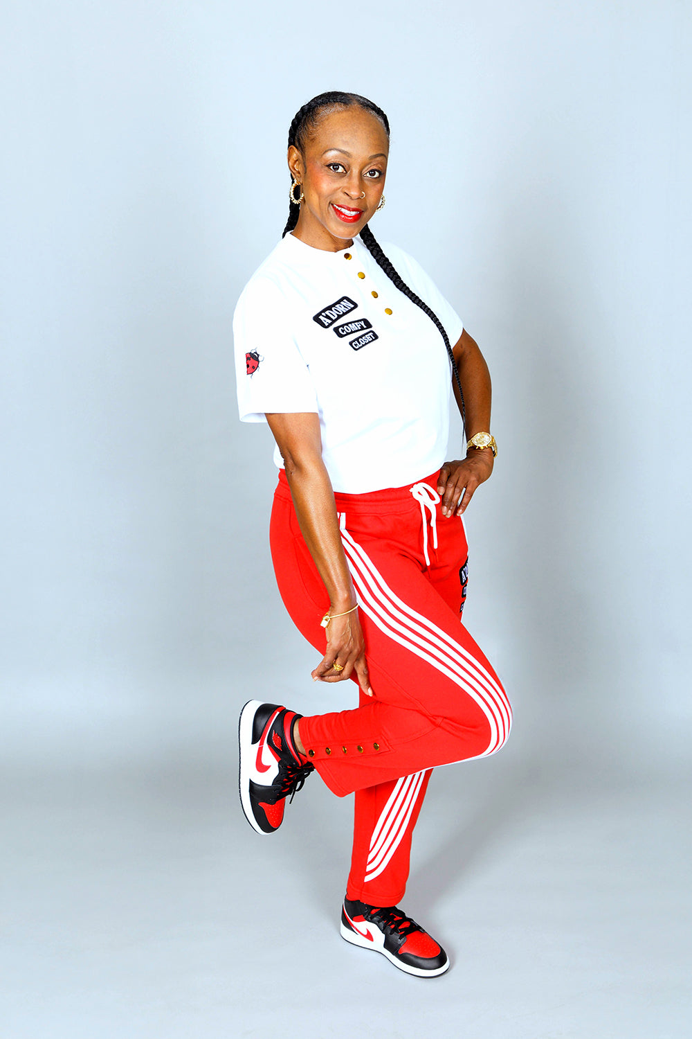 THE ASHLEY COLLECTION -WOMEN'S LUXURY SIGNATURE LOUNGEWEAR JOGGER SET- RED HOT