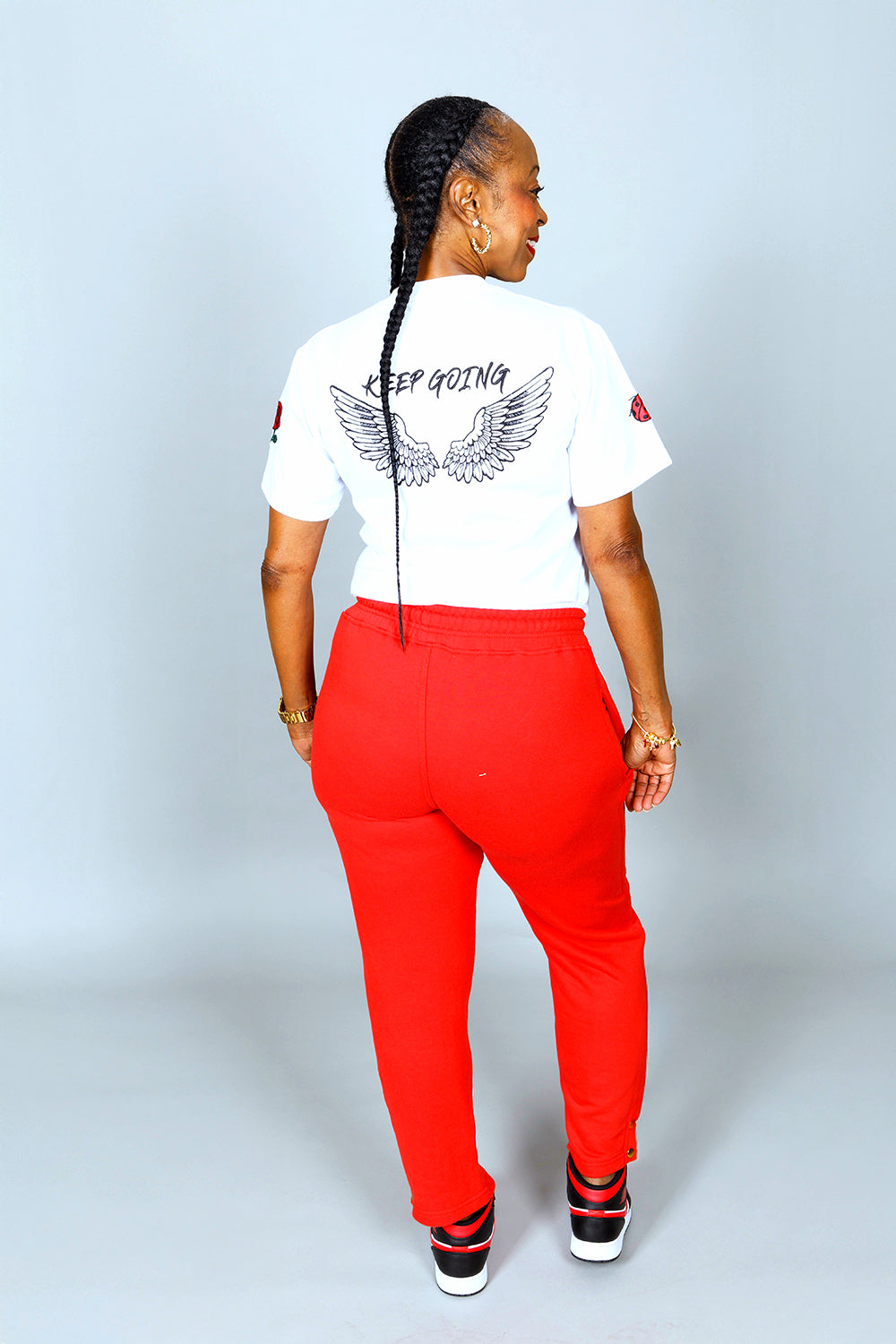 THE ASHLEY COLLECTION -WOMEN'S LUXURY SIGNATURE LOUNGEWEAR JOGGER SET- RED HOT